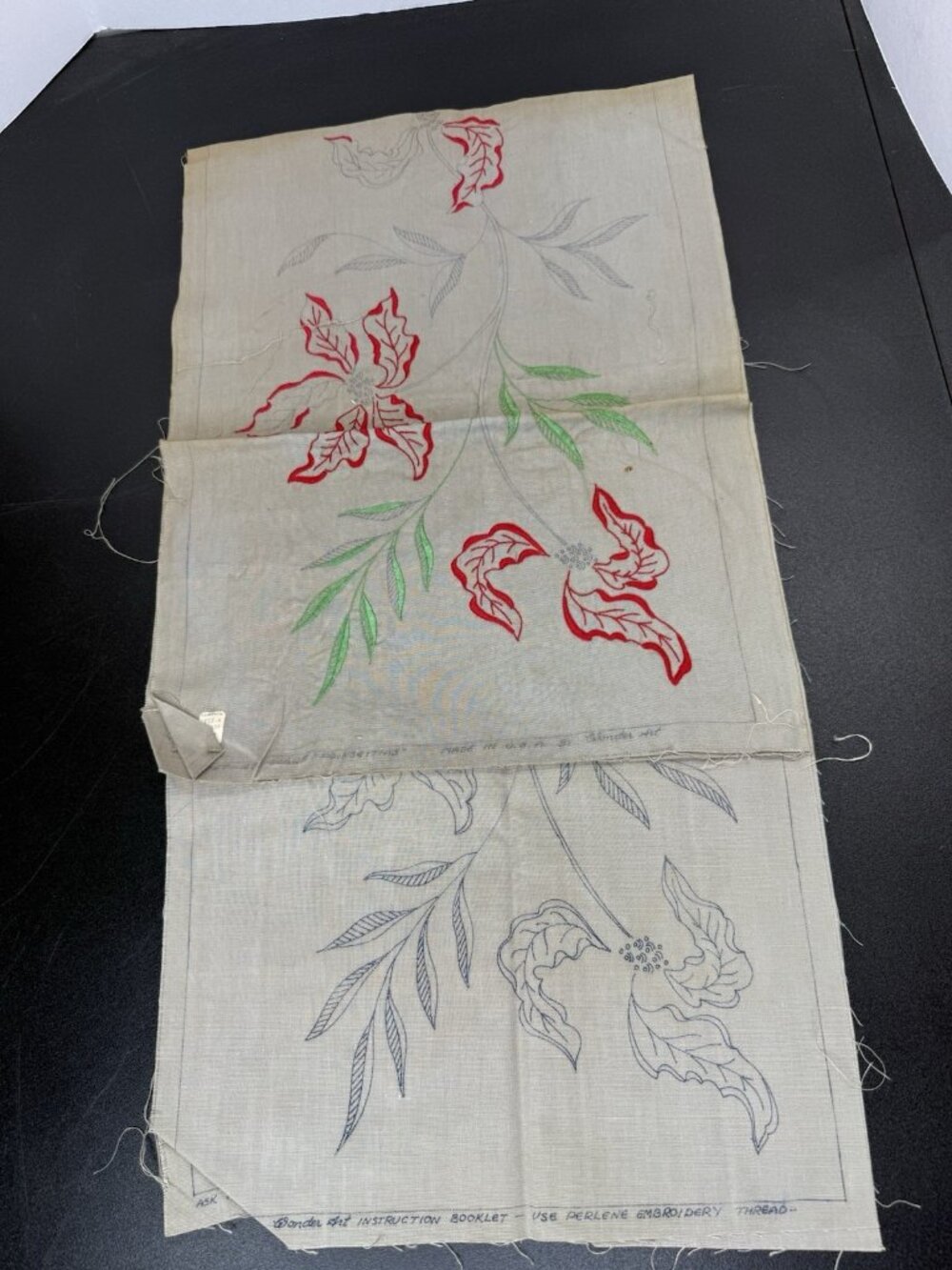 Set If 2 Vintage Embroidery WonderArt Dresser Table Scarf Runners “Poinsettias”